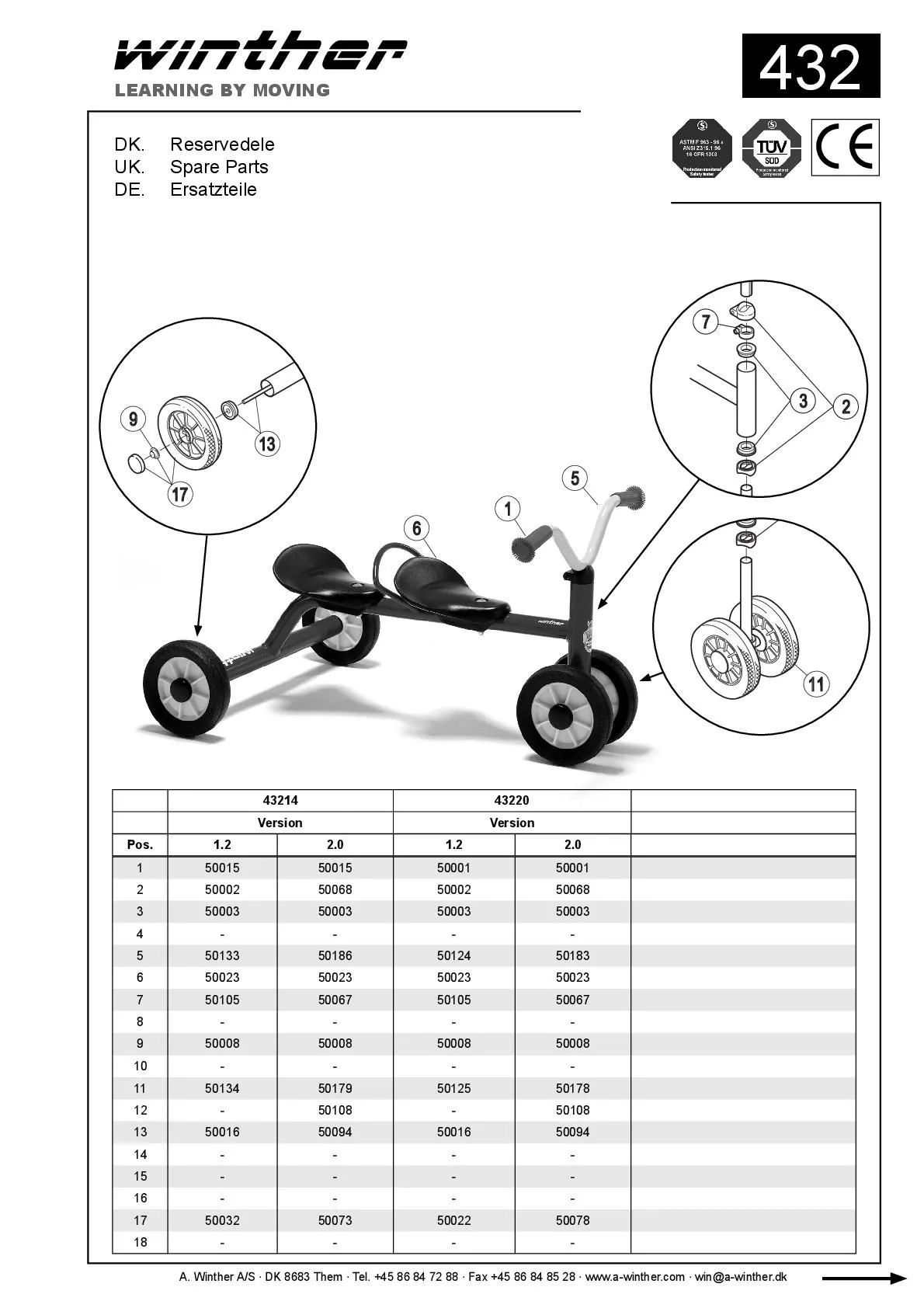 Winther MINI Rutsch Dreirad für zwei | Winther Dreirad | Winther_00432V_