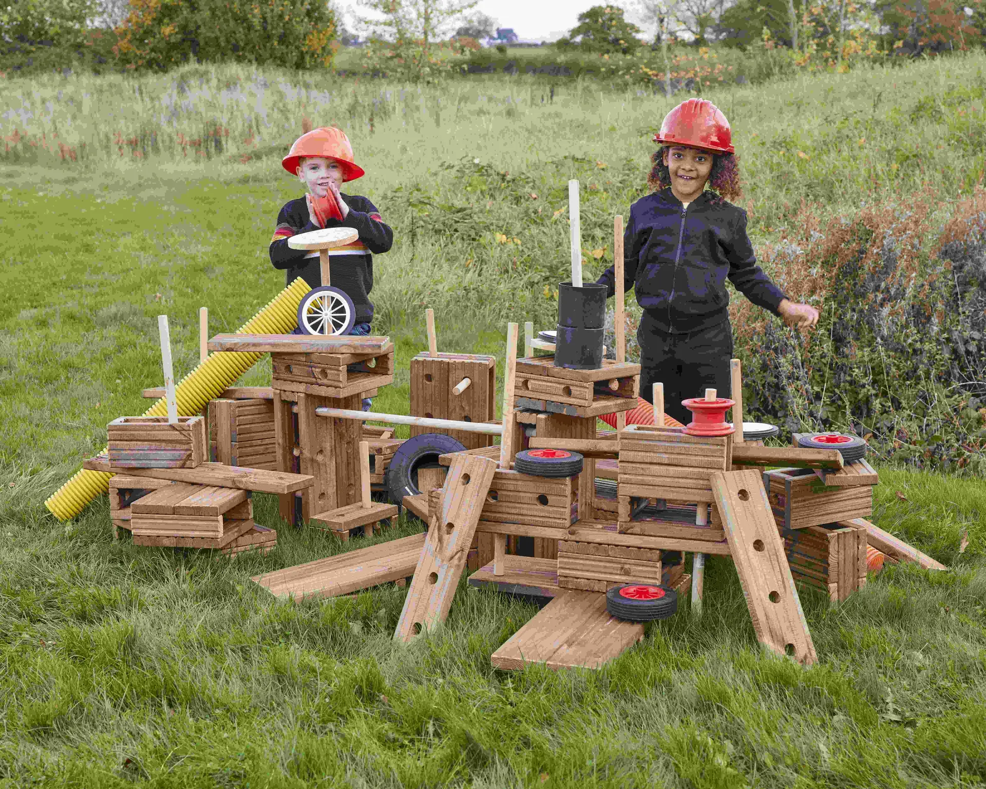 Große Outdoor Holzbausteine aus Hohlblöcken 50tlg.  | Cosy_CY-34727_