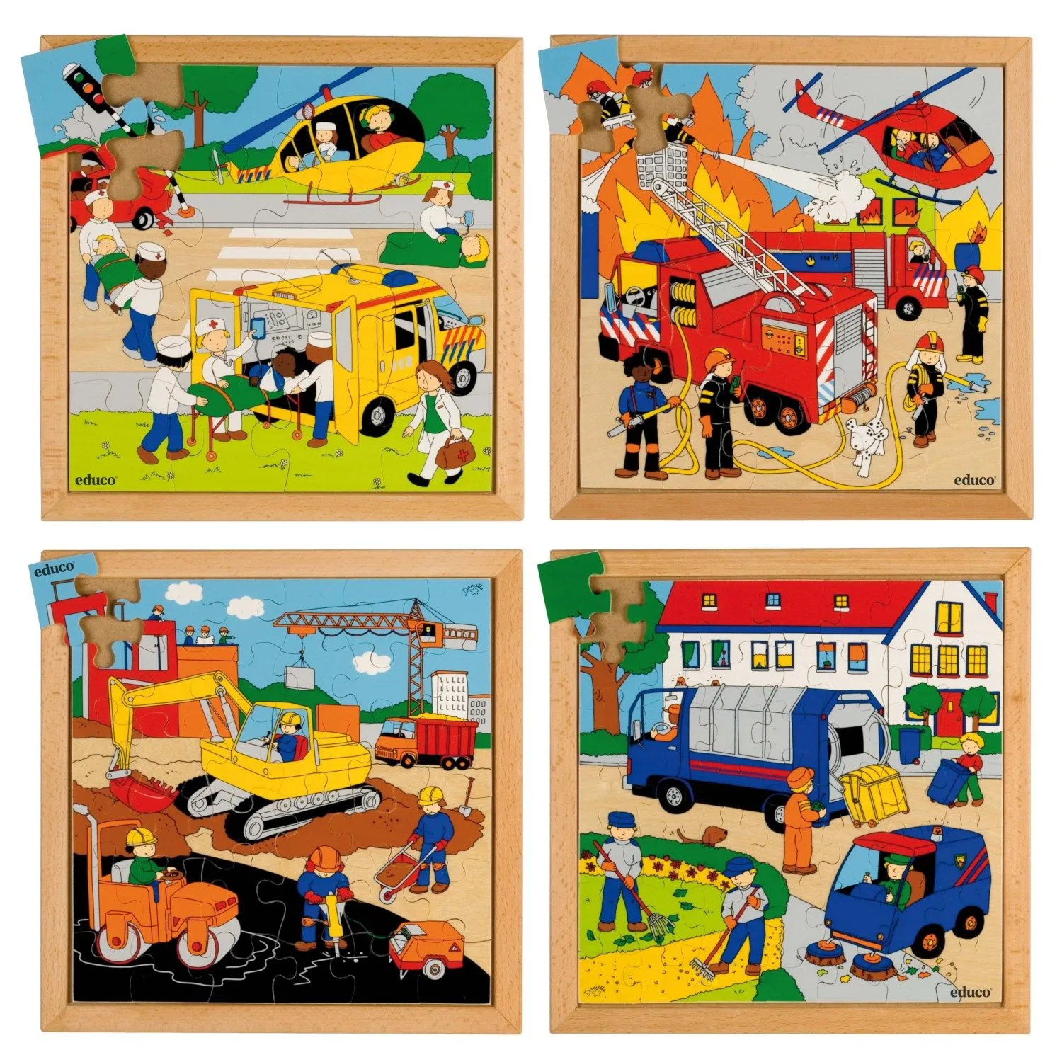 Straßen-Action Holzpuzzle 4er Set | EDUCO_E522076_