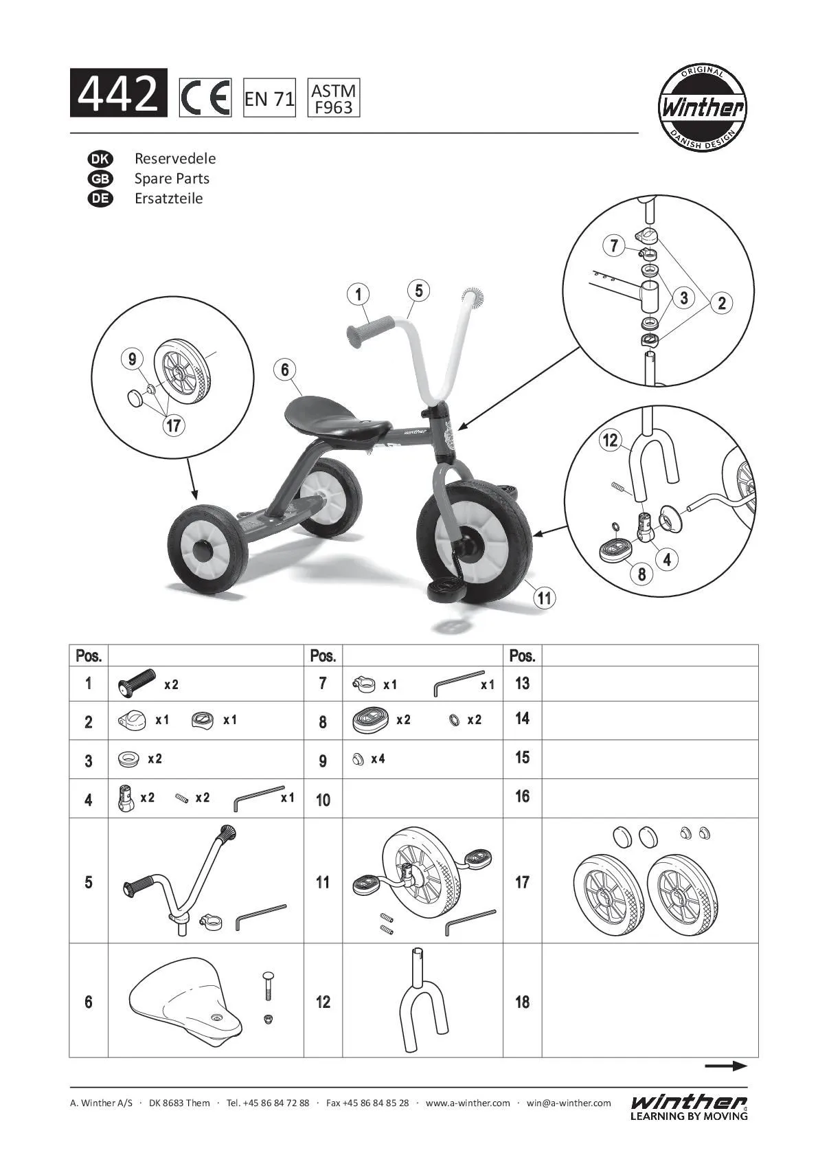 Winther MINI Krippendreirad mit Steg | Winther