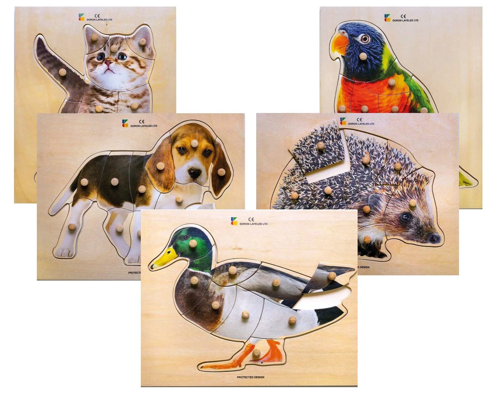 Holz-Puzzle Tiere 5er Set