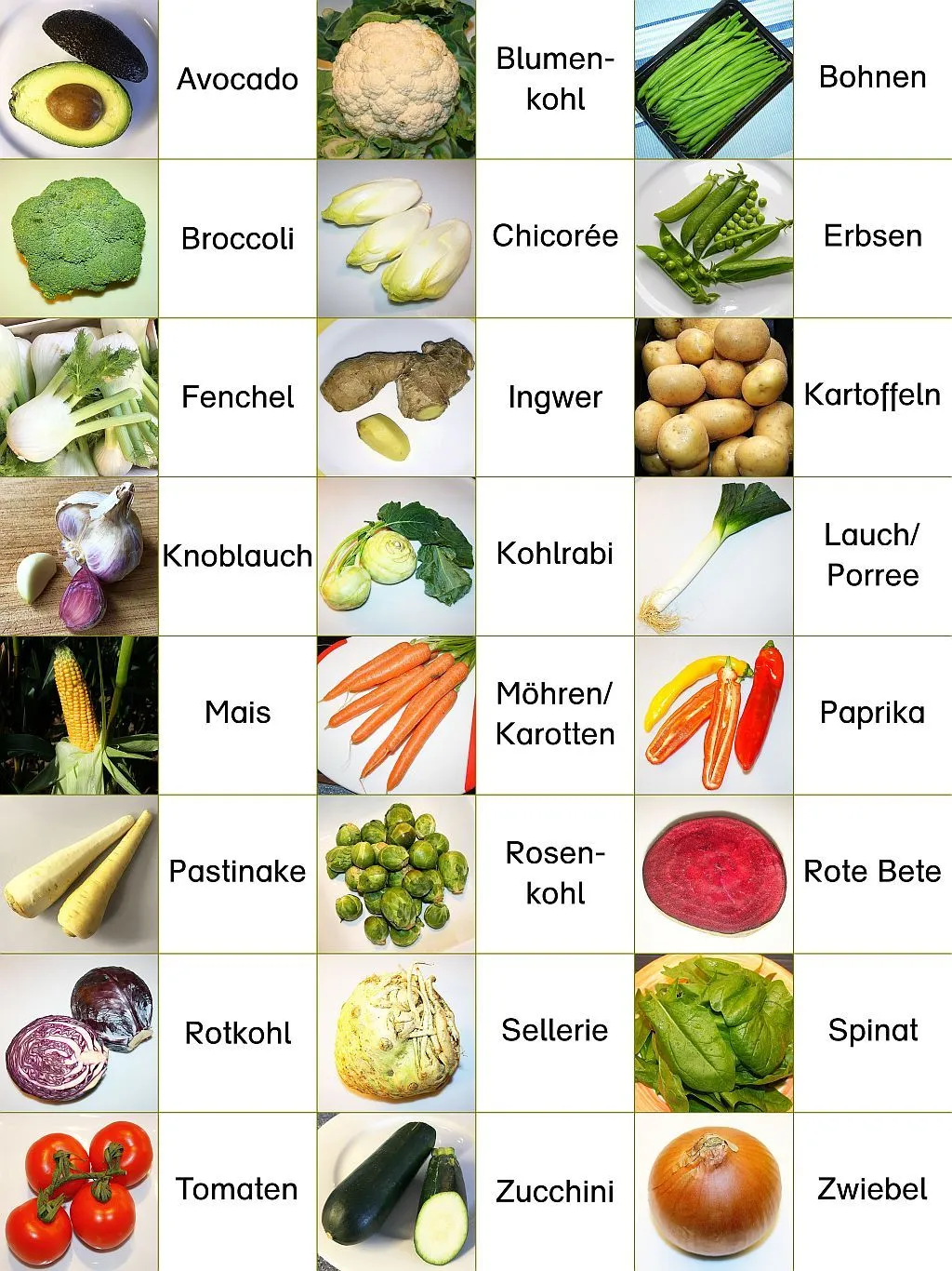 Gemüse raten Memory | rainbowgames