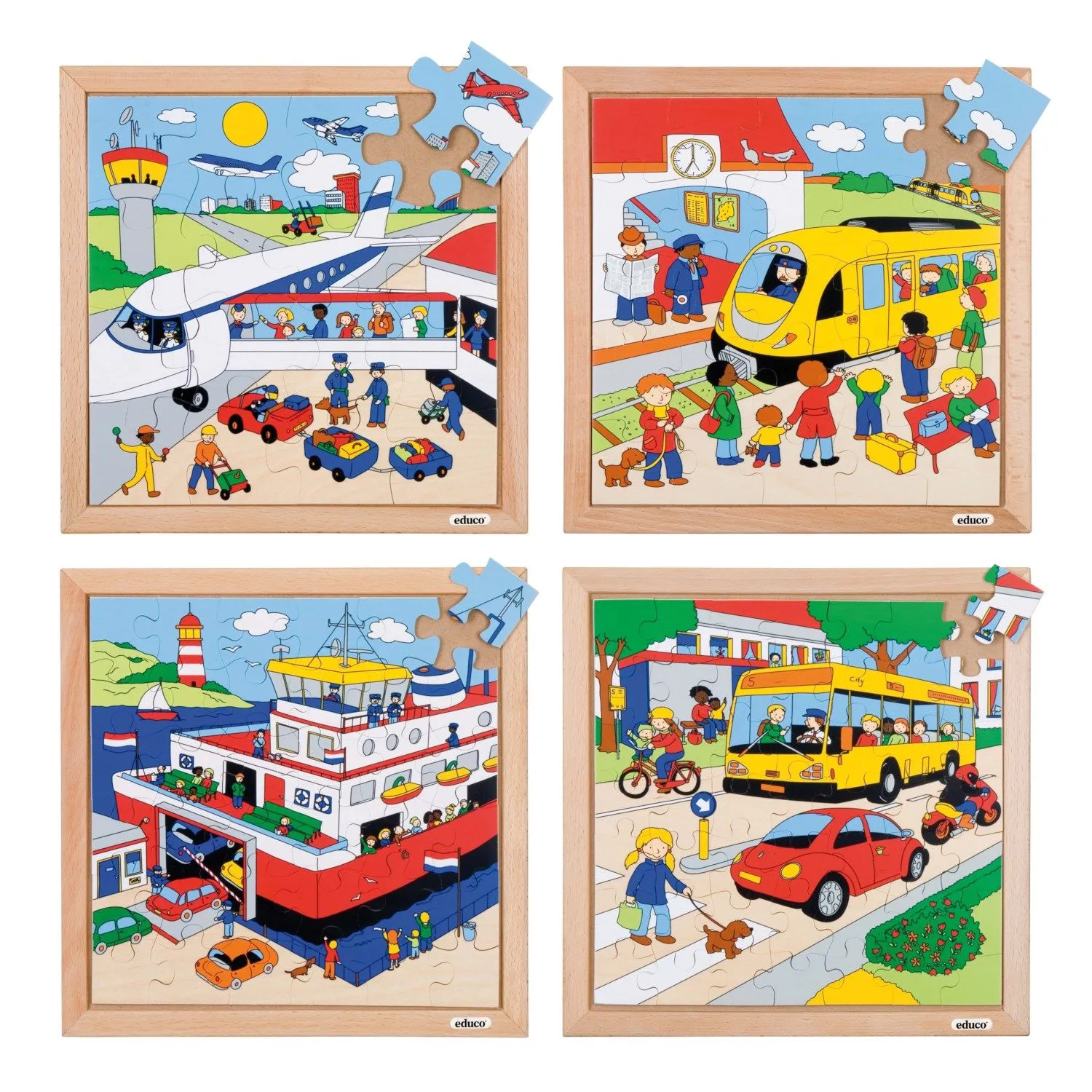 Transport Holzpuzzle 4er Set | EDUCO