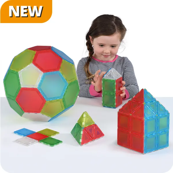 Translucent Solid Magnetic Polydron Essential Shapes Set