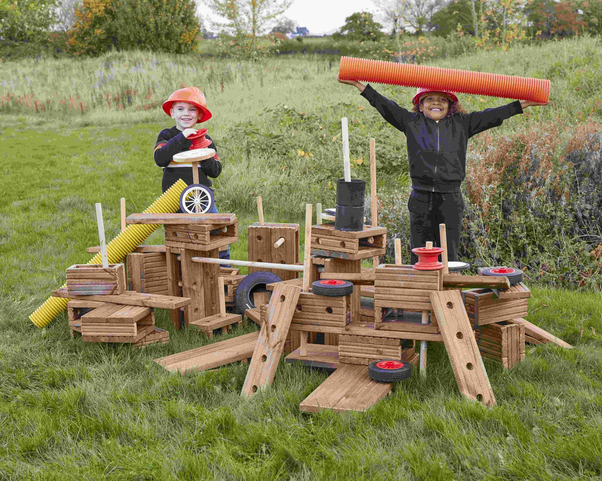 Große Outdoor Holzbausteine aus Hohlblöcken 50tlg.  | Cosy_CY-34727_