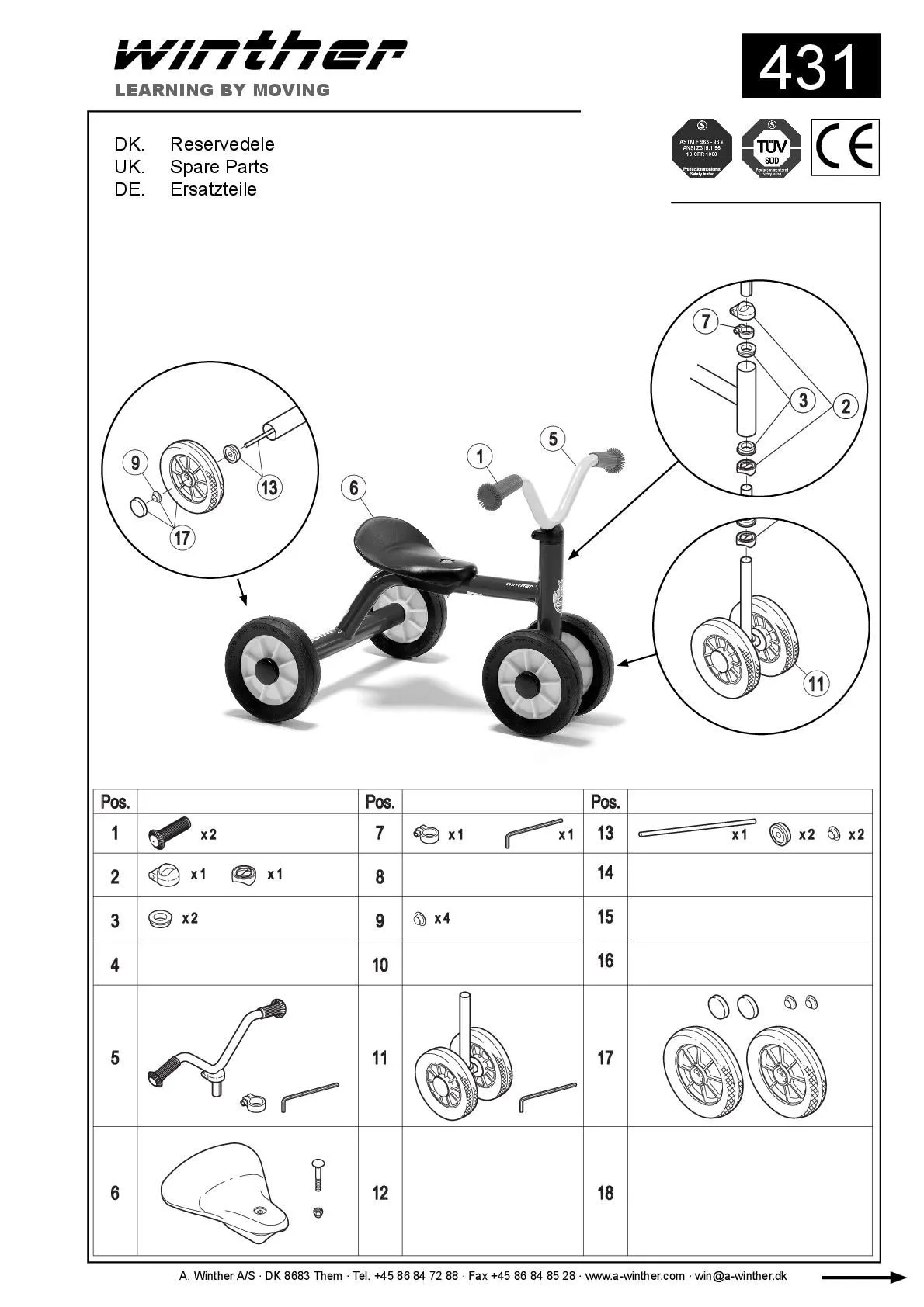 Winther MINI Rutsch Dreirad | Winther Dreirad | Winther