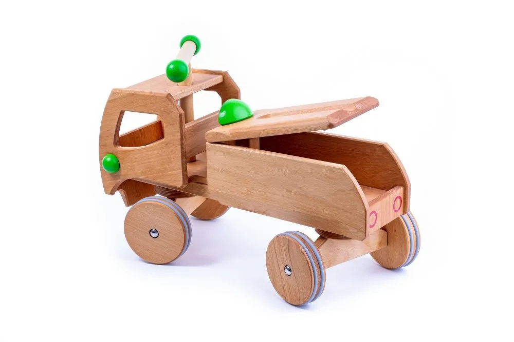 Holz Rutscher Fred Grün | Holzauto | Dragon Toys