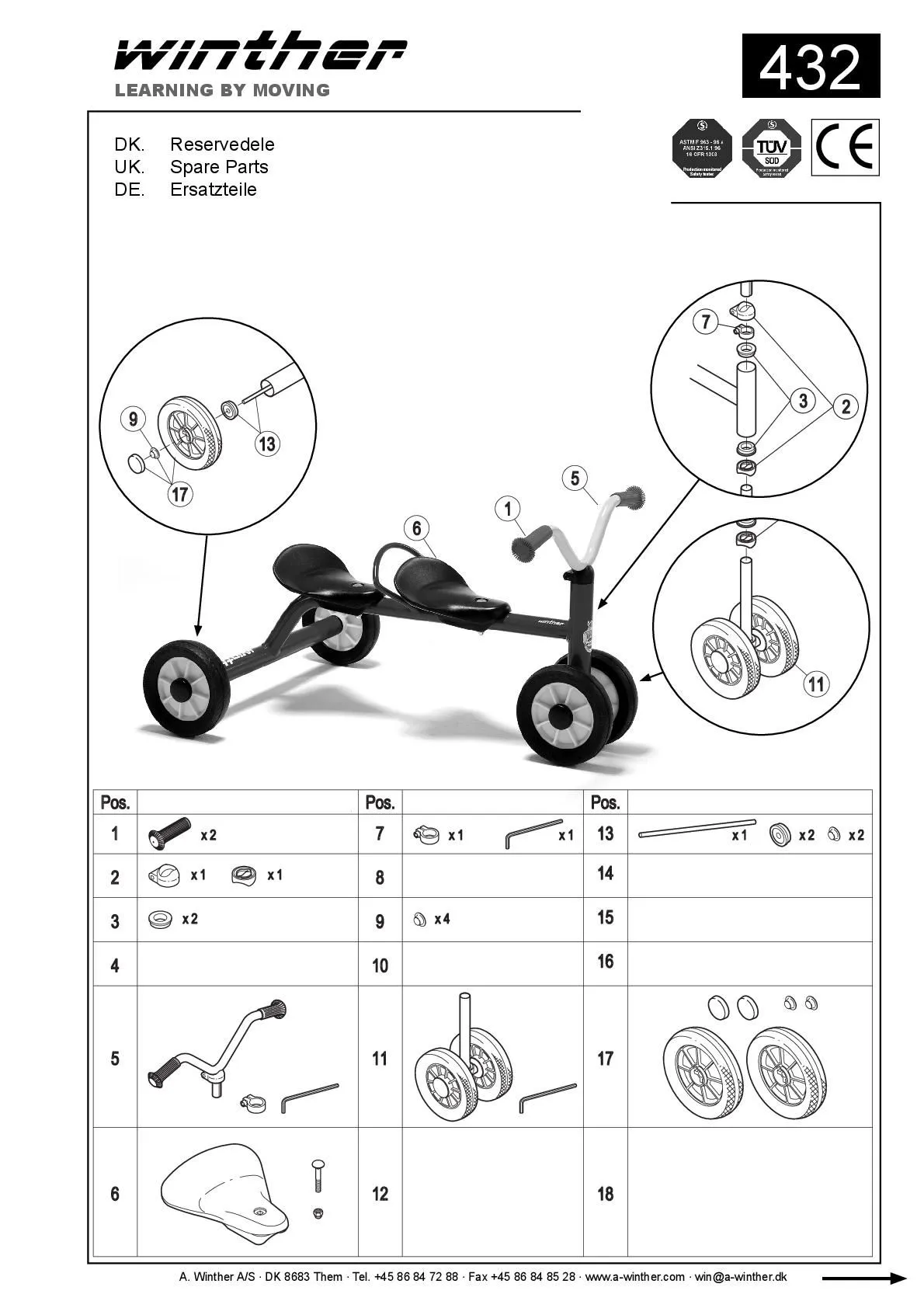 Winther MINI Rutsch Dreirad für zwei | Winther Dreirad | Winther_00432V_