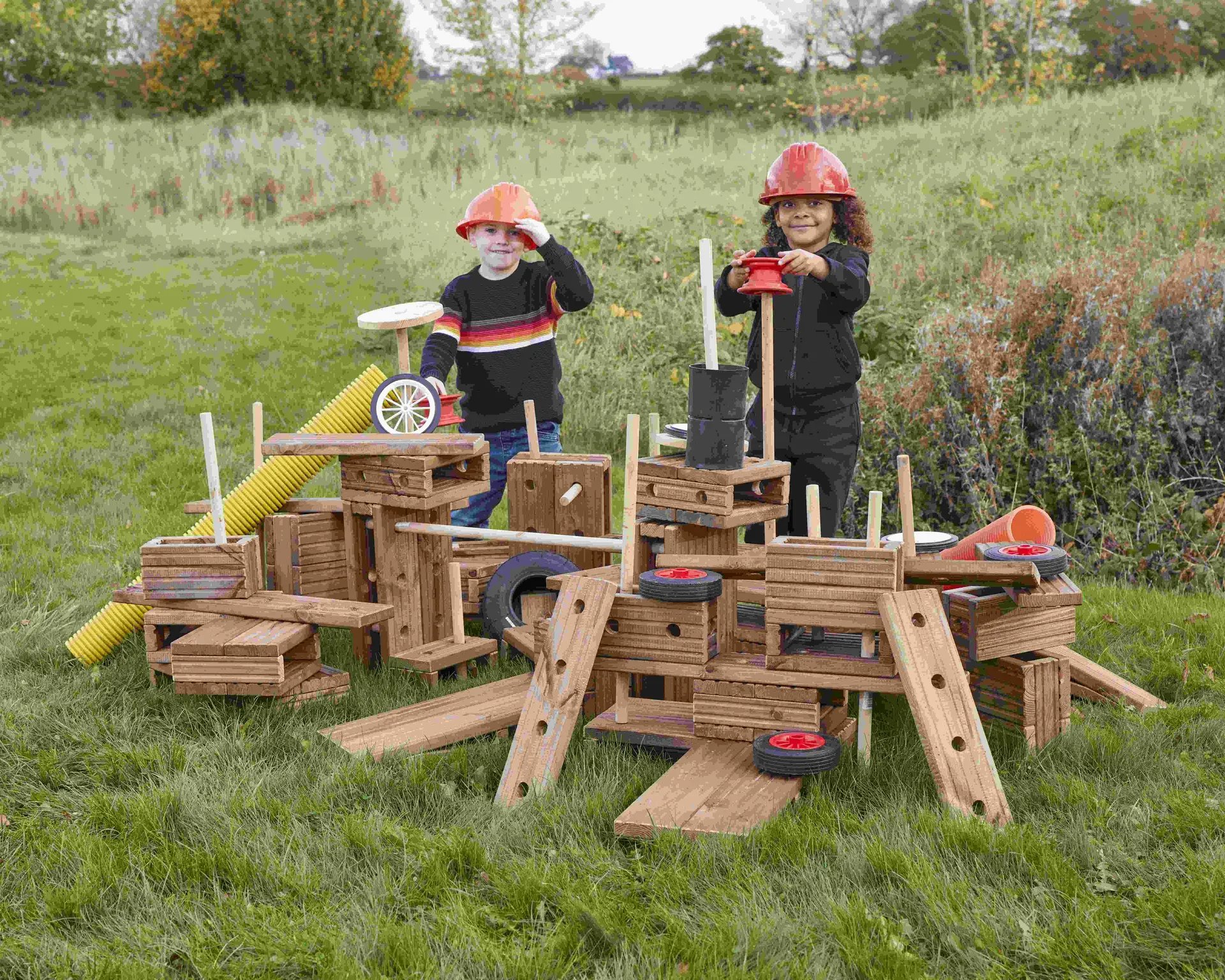 Große Outdoor Holzbausteine aus Hohlblöcken 50tlg.  | Cosy_CY-34727_