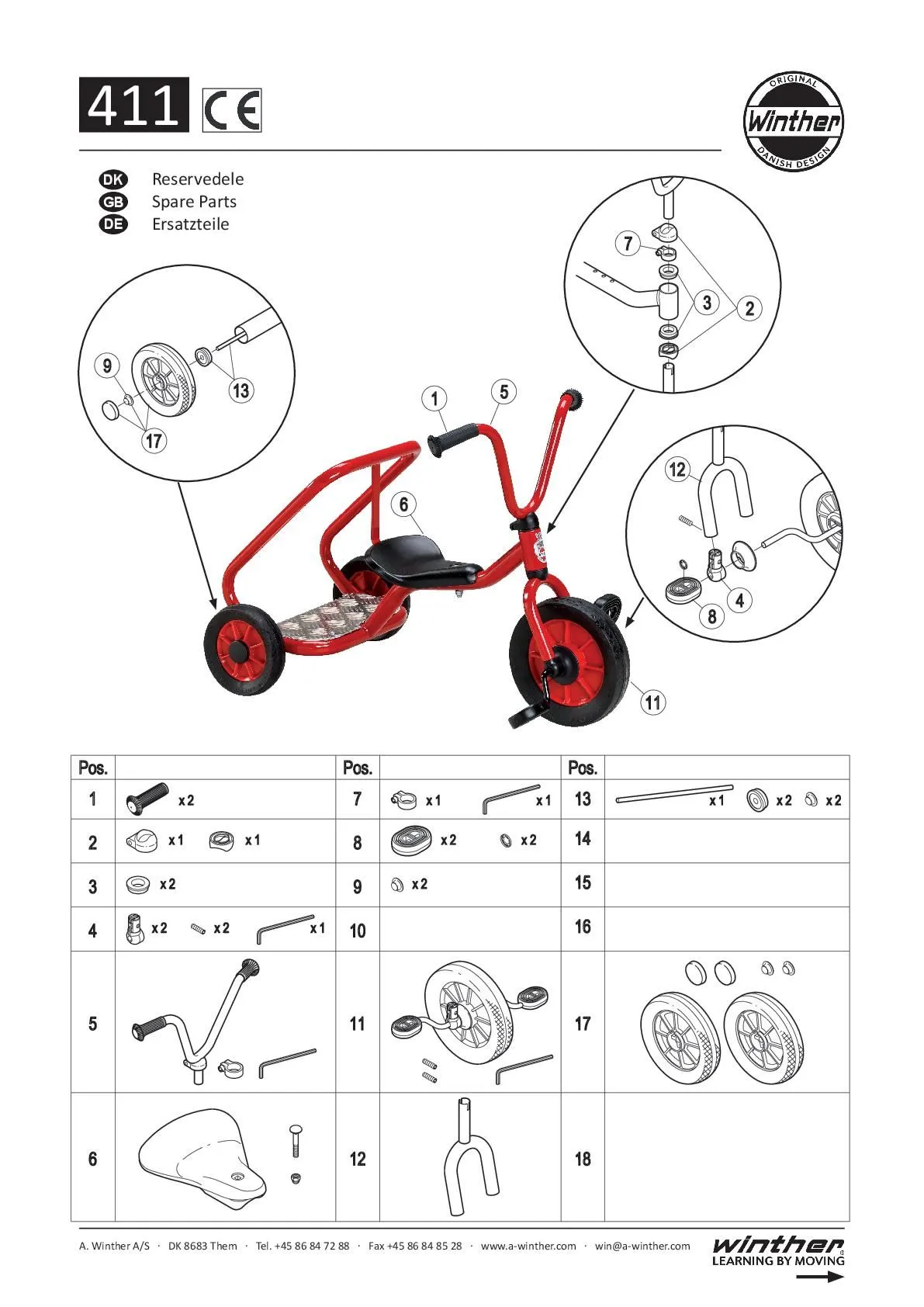 Winther Dreirad mit Pedalen | Winther Ben Hur Dreirad