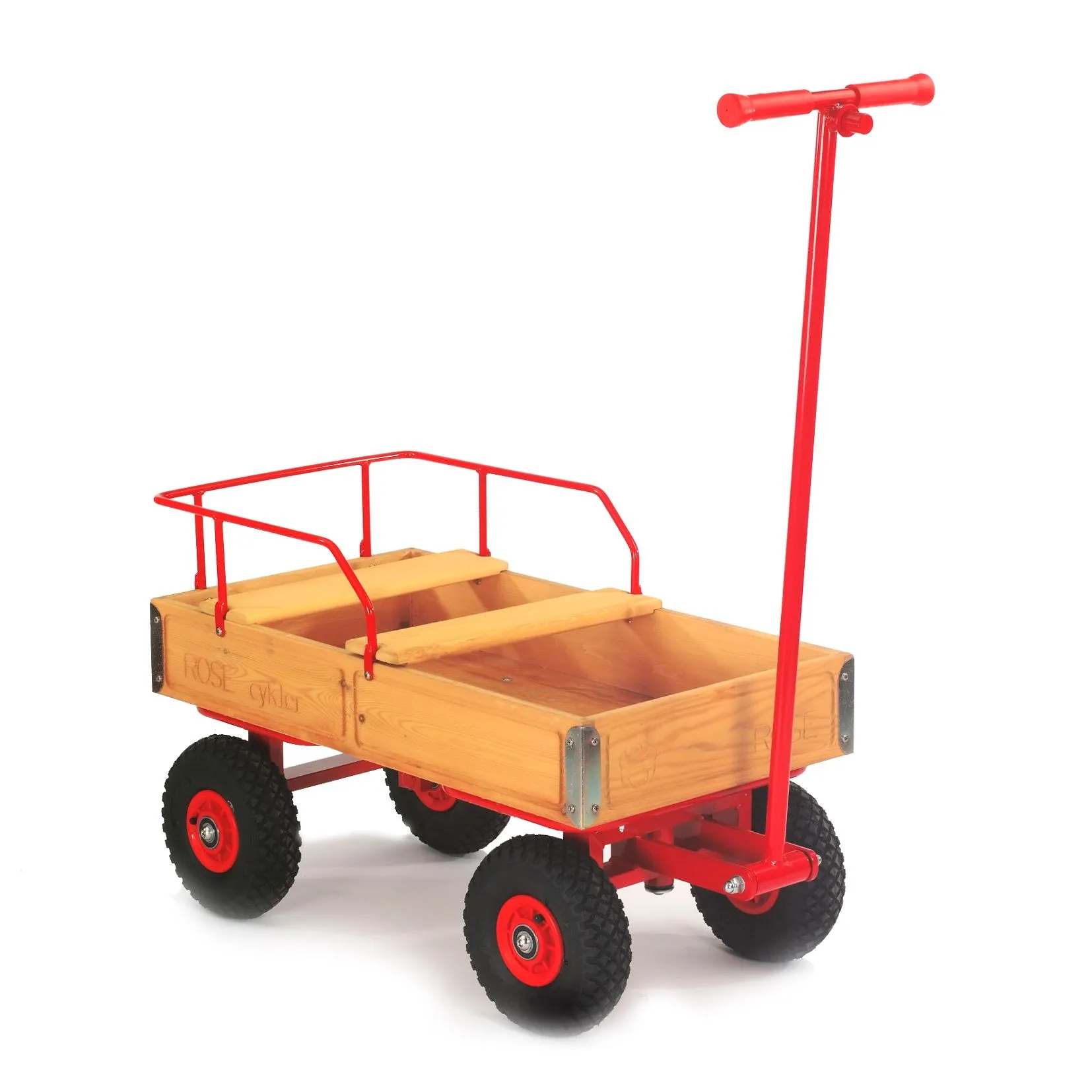 ROSE | Bollerwagen mit Ballonreifen und Geländer 2 Sitzplätze _R6091_