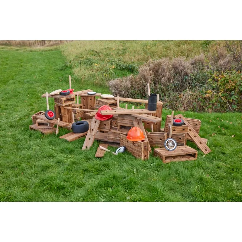 Große Outdoor Holzbausteine aus Hohlblöcken 50tlg.  | Cosy_CY-34727_