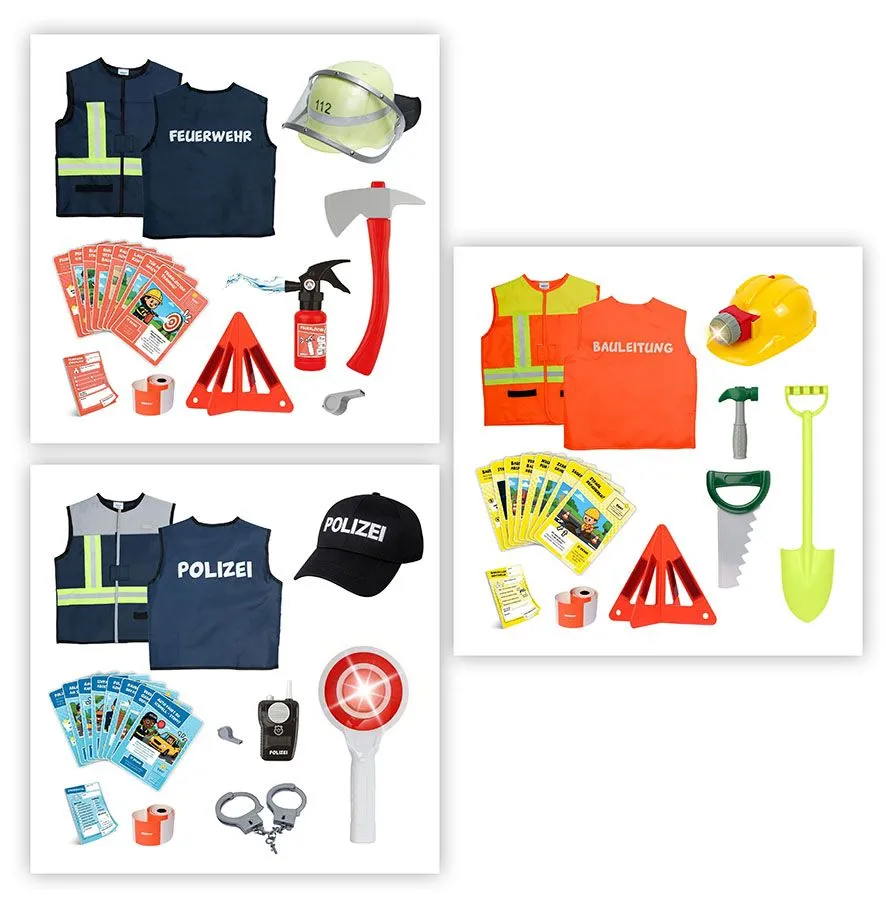 Rollspielset Feuerwehr, Bauleitung, Polizei_39090_