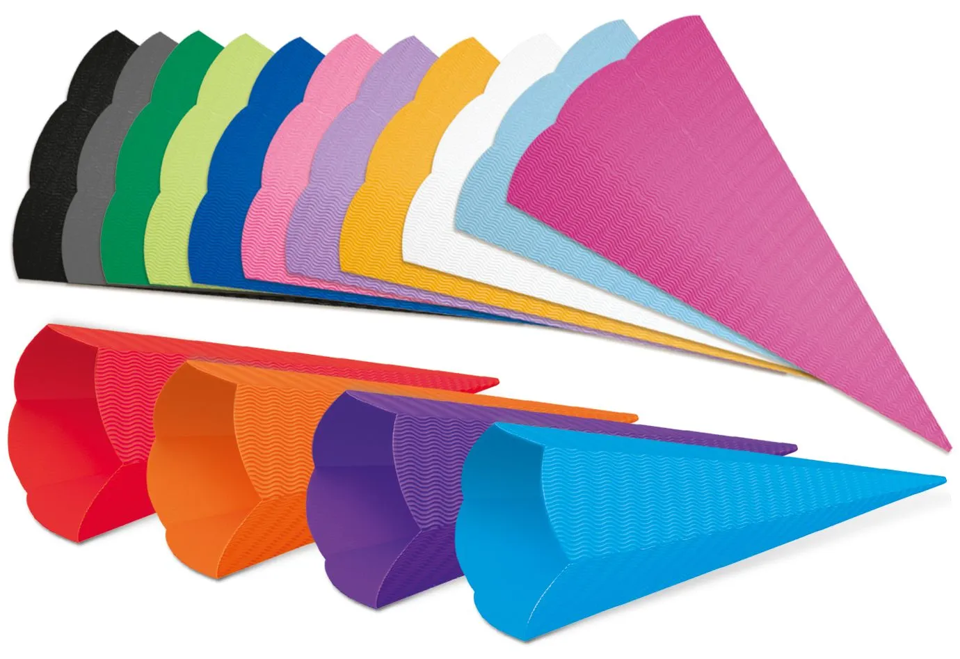 3D-Colorwellpappe-Schultüten, 5 Stück_U98400_