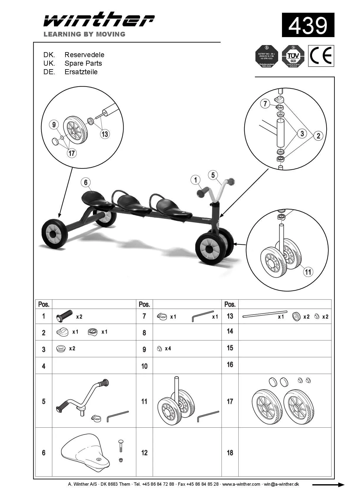 Winther MINI Rutsch Dreirad für drei | Winther Dreirad