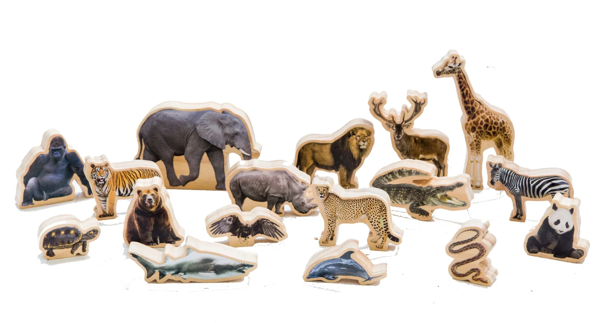 487 HR (8) Wildtiere aus Holz | Holzfiguren | Dragon Toys