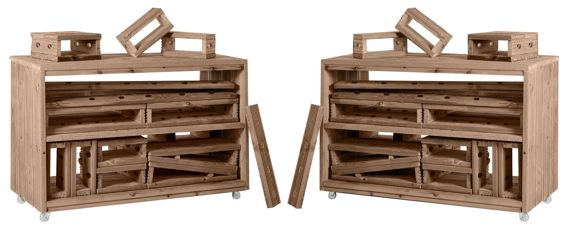 Großes Baustein Komplettset mit 2 Rollwagen | Cosy_CY-34845_
